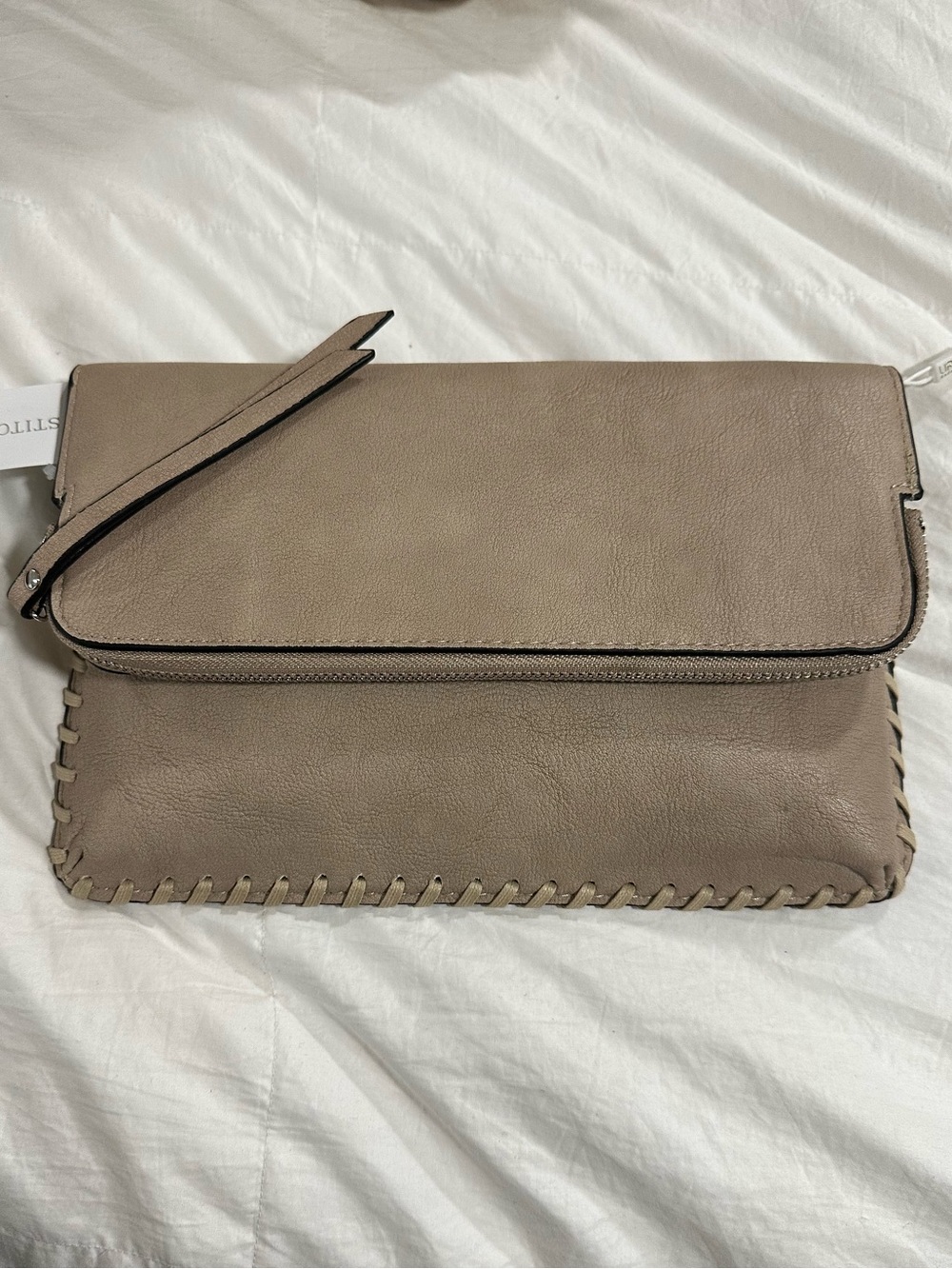 Urban Expressions Maison Whipstitch Foldover Crossbody Clutch Vegan Leather